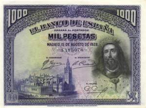 Spanien 1000 pesetas 1928